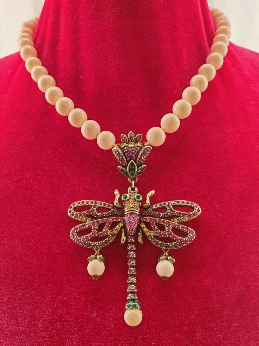 Heidi Daus Art Deco Beaded Necklace with Swarovski Crystal Dragonfly Pendant